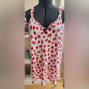 Oscar de la Renta Pink Label Floral Nightgown 2X Ruffle Straps Silky Chemise